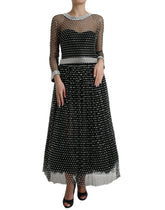 Dolce & Gabbana Black Crystal Embellished A-line Gown Dress -   -  Dolce & Gabbana.